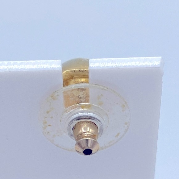 Nolan Miller Vintage Gold Plated Clear Crystal Half Loop Pierced Earrings - Picture 3 of 8